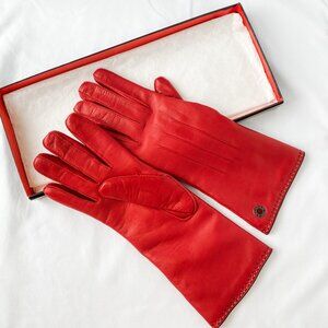 Coach - Ladies Leather Gloves, Size: 7.5, Cashmere inside